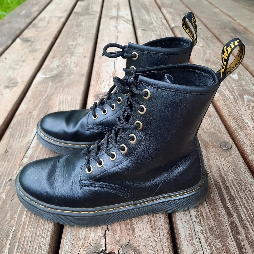 Dr. Martens Zavala Casual Combat Boots Black Leather Boots Unisex Size W6/M5 - Picture 9 of 16